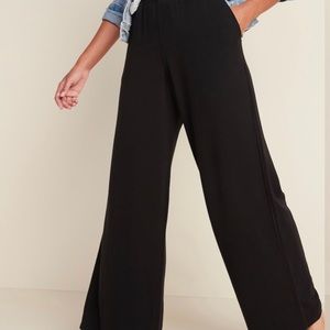 h&m black wide leg trousers